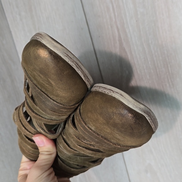 Free People Women Lost valley Ankle Sliced Leather Boots boho shoes sz 38/7.5-8 - Picture 5 of 14